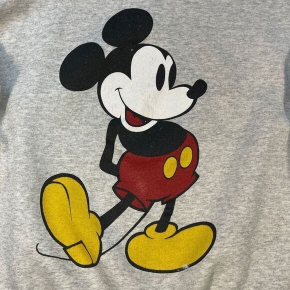 Disney Heathered Gray Crew Neck Graphic Fleece Lined Pullover Sweatshirt Large - Picture 4 of 10